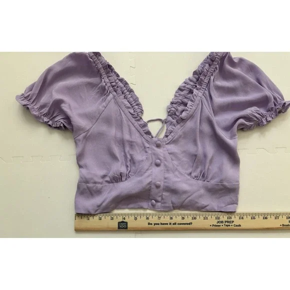 NWT COTTON ON Milkmaid Coquette Boho Top Blouse Festival Tie Back - Size S Lilac - Picture 7 of 8